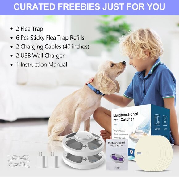 2 Packs Flea Traps for Inside Your Home with 6 Sticky Pads and USB Cable, Flea L - Picture 7 of 7